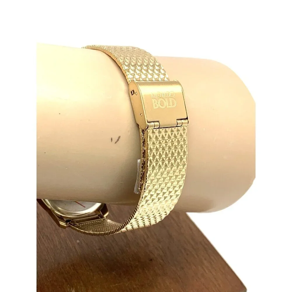 Movado Women's Watch 3600598 Bold Gold Dial Swiss Quartz Mesh Band Steel 35mm
